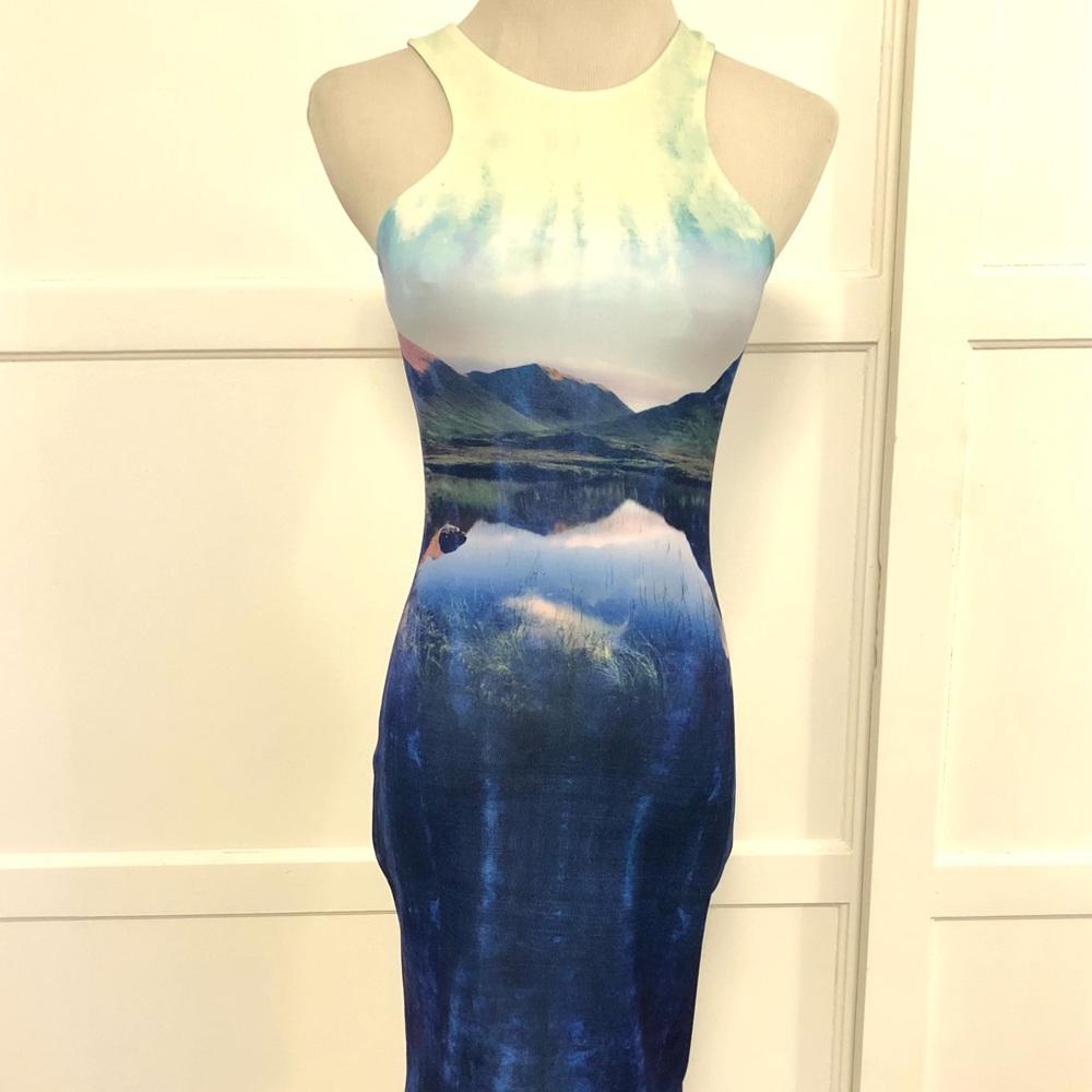 H&M Beyoncé water collection multicolor mini bodycon dress size  Xs